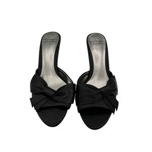 Mooties Tootsies Women's Dress Sandals Heels Black Bow Fabric Slip On 6M
